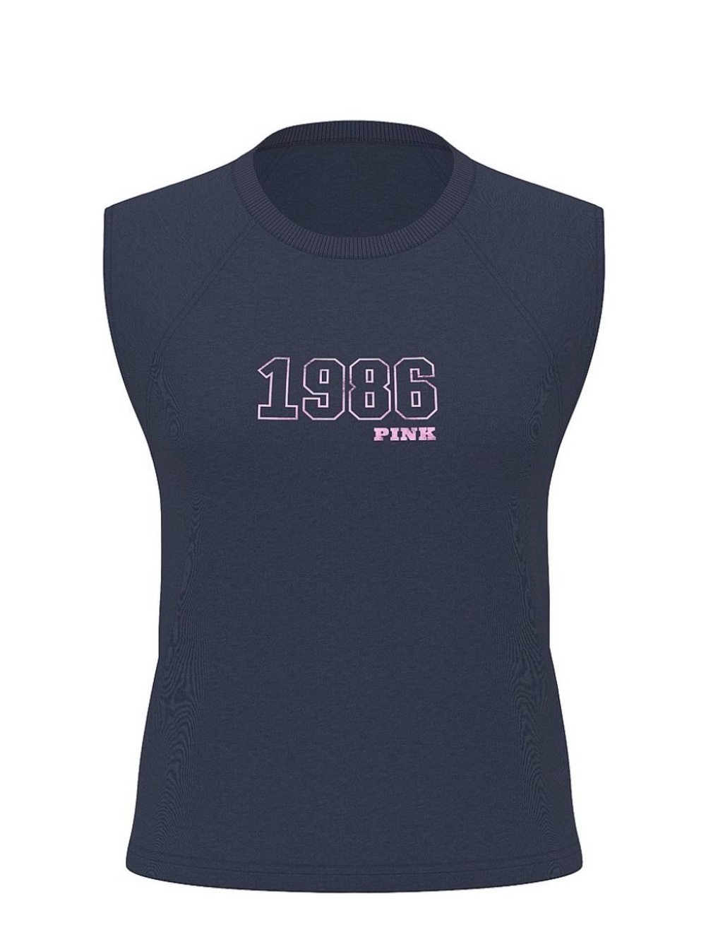 VS PINK 1986 Graphic Sleeveless Tank Top - Navy with Pink Accent-Small NWT💙